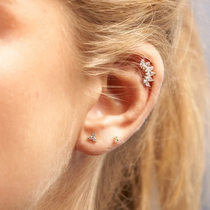 Pendiente 3 Circonitas 1x1mm