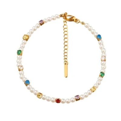 Pulsera cz 3 mm + perlas...