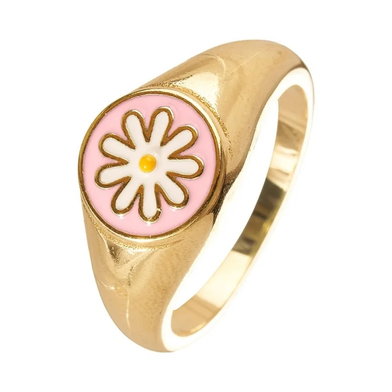 ANILLO SELLO MARGARITA ROSA ESMALTE...
