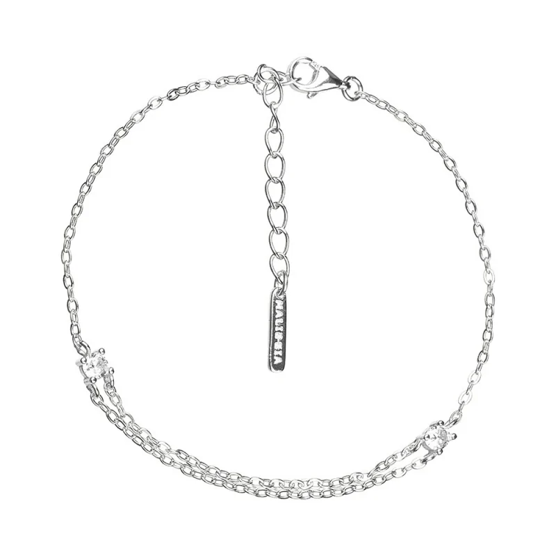 Pulsera Plata 16+3cm Doble Cadena 2...