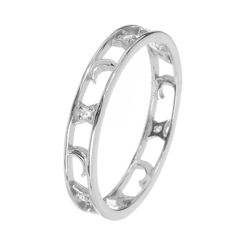 Anillo Lunas y Estrellas Circonitas 1mm