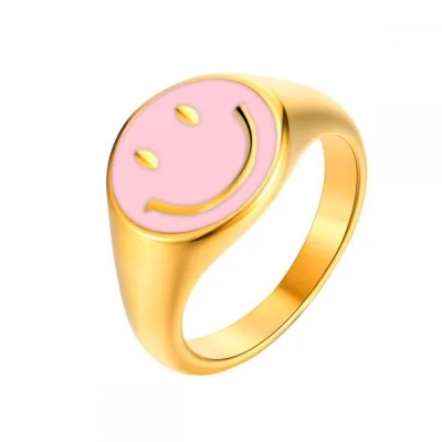 Anillo Smiley Rosa 12mm Acero