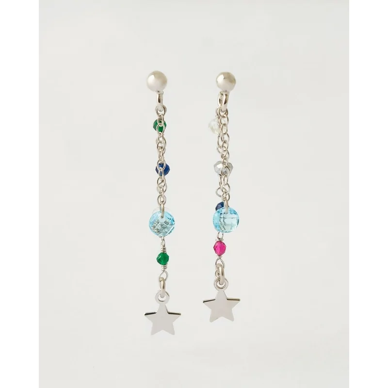 Pendiente 2 Cadenas Estrella CZ...