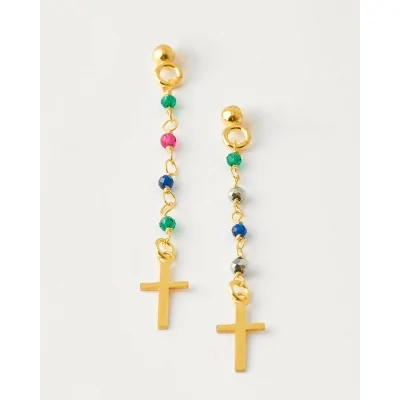 Pendiente 2 Cadenas Cruz CZ...