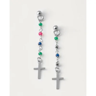 Pendiente 2 Cadenas Cruz CZ...