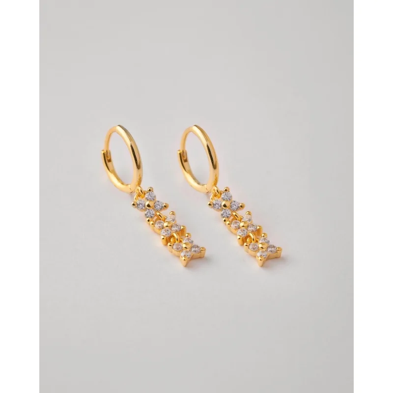 Pendientes Plata 3 Flores Circonitas 1Mm