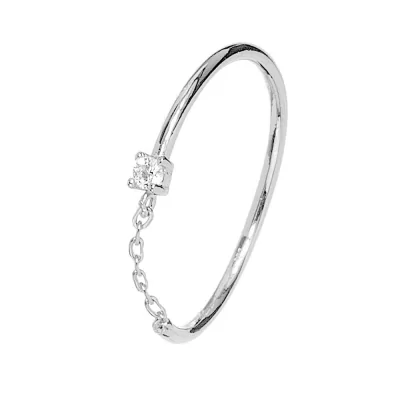 Anillo Cadena y Circonita 2mm