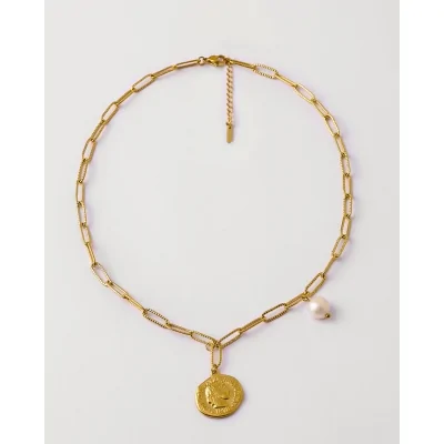 COLLAR MONEDA Y PERLA...