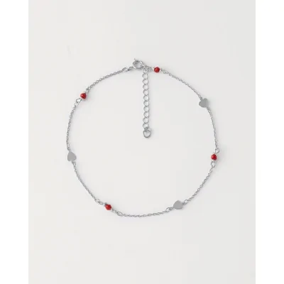 TOBILLERA METAL CORAZONES Y...