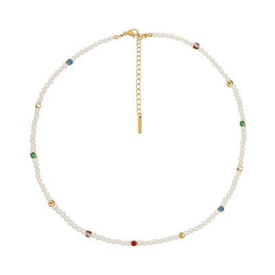 Collar cz 3 mm + perlas 38...