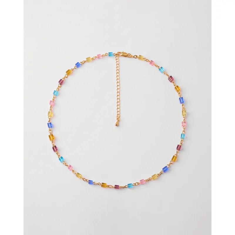 Collar Metal cubos cristal color DO VA