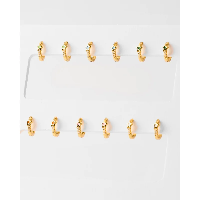 PENDIENTE ARO 11MM ESTRELLA ESMALTE Y...