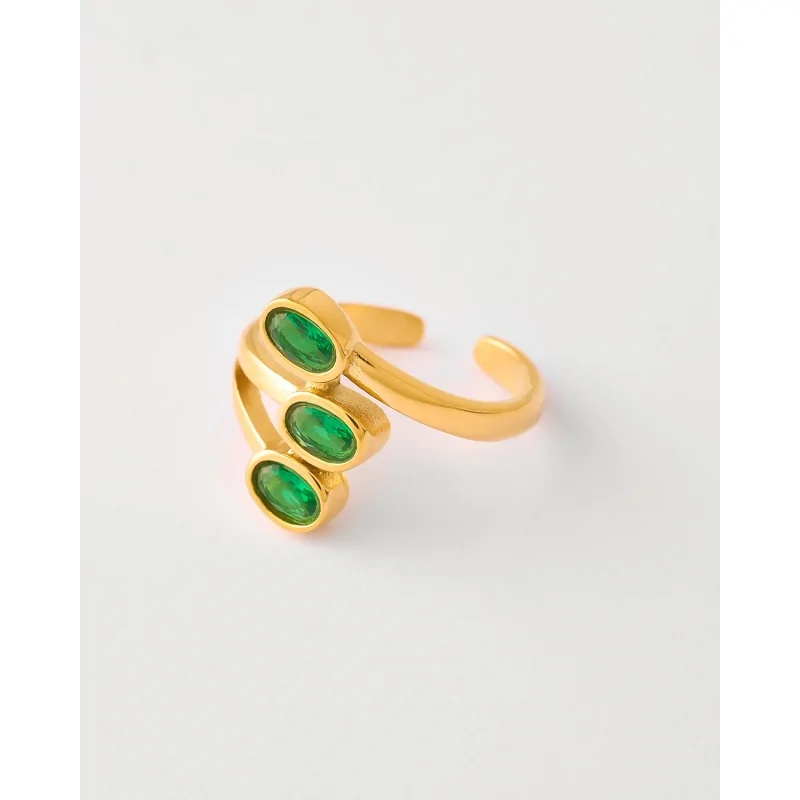 PACK ANILLO ABIERTO 3 CIRCONITAS ACERO