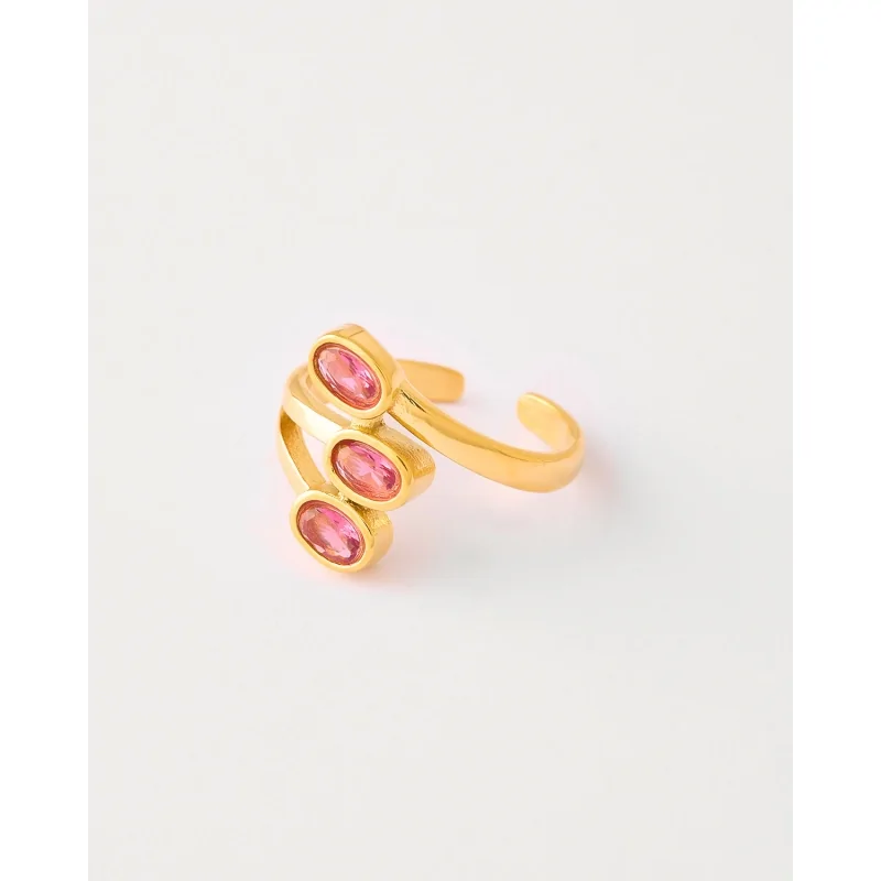 PACK ANILLO ABIERTO 3 CIRCONITAS ACERO