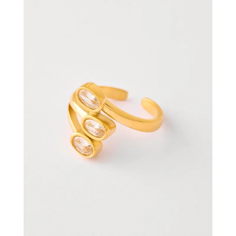 PACK ANILLO ABIERTO 3 CIRCONITAS ACERO