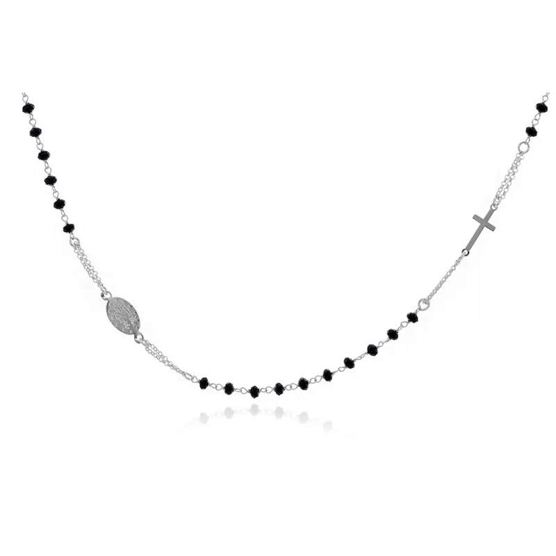 Collar Virgen + Cruz CZ