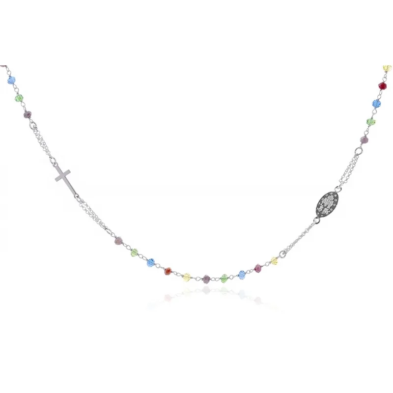 Collar Virgen + Cruz CZ