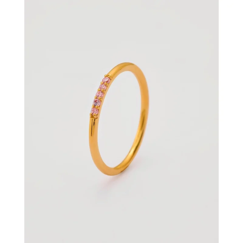 ANILLO TIRA DE 5 CIRCONITAS 1MM PLATA